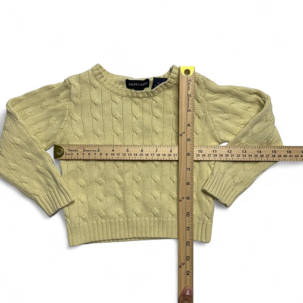 Ralph Lauren Cable Knit Sweater Yellow Kids 3T Pony Logo Cotton - Picture 5 of 5